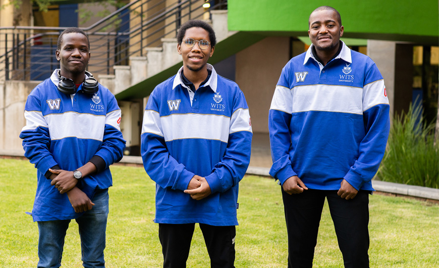 Wits Social Good Hackathon winners, Team Buff Bytes. From left are Ndivho Shilling, Alton Maseko and Paballo John Bopape.